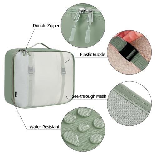 BAGAIL 10 Set Packing Cubes Various Sizes Packing Organizer for Travel Accessories Luggage Carry On Suitcase - Matcha Green - Image 6