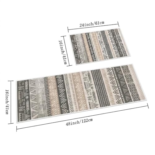 Image of HomeCloud Rectangular Kitchen Mat | Anti-Slip, Soft, Washable, Printed Designs for Floor, Kitchen & Room (6mm Thick) Pack of 2 Contain (1 Large (41 X 122 Cm) 1 Small 41 X 61 Cm) (Geomatric Multi)