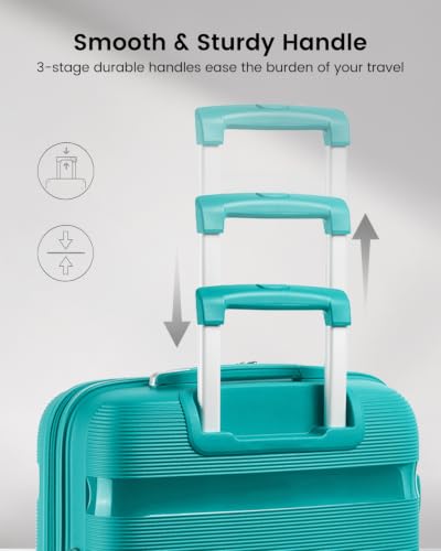 Image of Kono 24 Inch Hard Shell PP Luggage, 4 Spinner Wheels Suitcase, Blue | Lightweight & Anti-Scratch Checked-Medium Travel Trolley with TSA Lock for Travel Trips