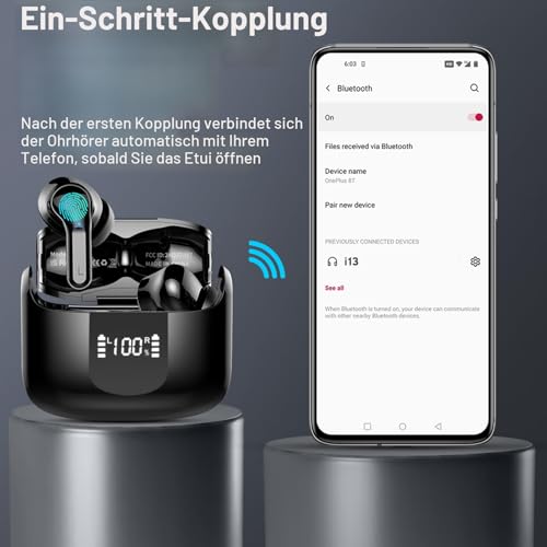 2026 Kopfhörer Kabellos Bluetooth 5.4 Kopfhörer, 6D-Stereo Ohrhörer in Ear – Ansicht 6