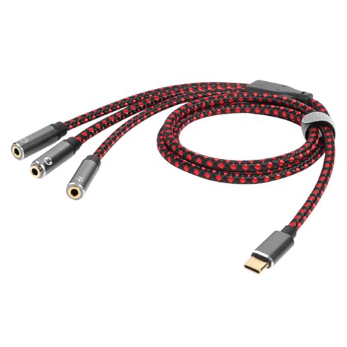 YTtkku Kopfhörerkabel, USB C auf 3 x 3,5 mm Schnittstellenstecker, Kabeladapter für tragbare Geräte mit Typ-C-Anschluss, vergoldeter Kopfhörer-Splitter, Kabelverbindungsleitung YTtkku Kopfhörerkabel, USB C auf 3 x 3,5 mm Schnittstellenstecker, Kabeladapter für tragbare Geräte mit Typ-C-Anschluss, vergoldeter Kopfhörer-Splitter, Kabelverbindungsleitung