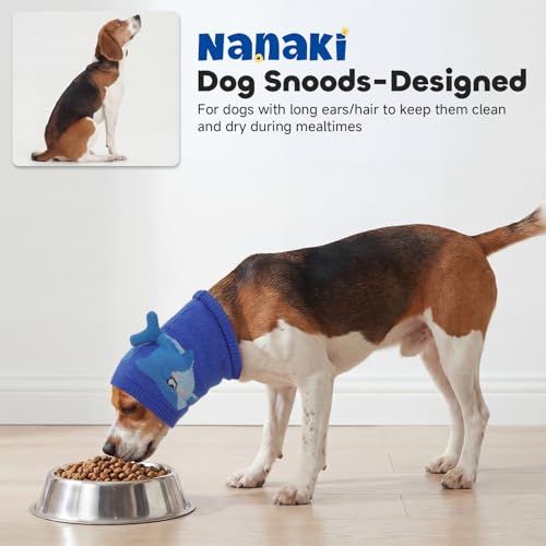 Image of Nanaki Soft Dog Ear Muffs Noise Protection for Thunder Fireworks Dog Ear Cover for Grooming Bath,Comfort Calming No Shake Ear Wraps for Dogs Hematoma,Snoods for Eating Drinking with Cute Shark