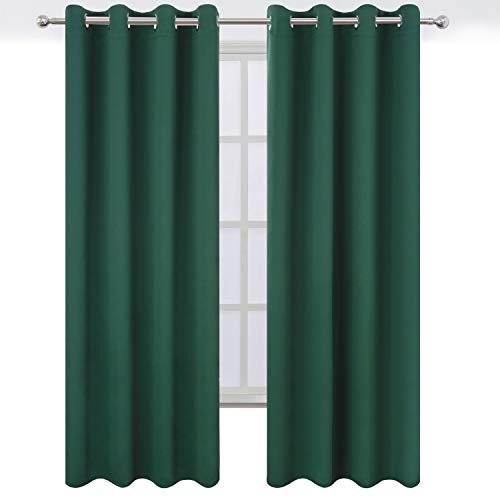 Image of LEMOMO Dark Green Thermal Blackout Curtains /52 x 95 Inch /Set of 2 Panels Room Darkening Curtains for Bedroom