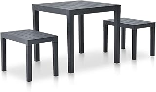 vidaXL Tavolo da Giardino con 2 Panche in Plastica Antracite