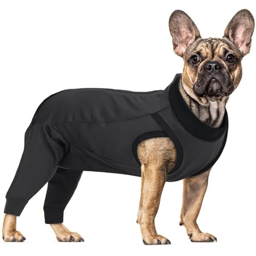 PUMYPOREITY Op Body für Hunde mit Beinen - Kastrationsleckschutz für Hündin und Rüde, Liegeschwielen-Kniebandage (Grau, M)