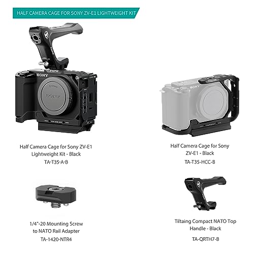 TILTA Half Camera Cage Compatible with Sony ZV-E1 with Compact NATO Top Handle and 1/4″-20 Mounting Screw to NATO Rail Adapter Lightweight Kit - Image 2
