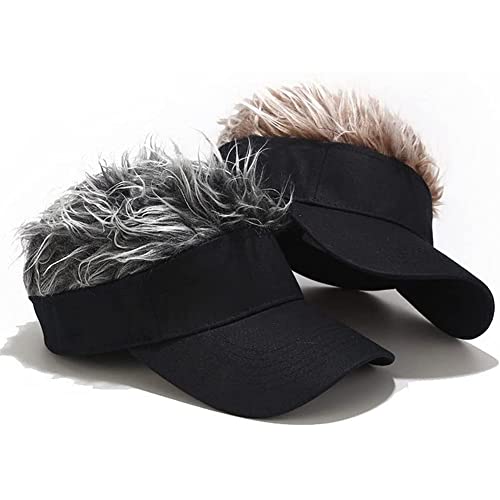 2023 Novidade Masculina Viseira de Cabelo Espiado Chapéus de Golfe Engraçados Peruca Falsa Bonés de