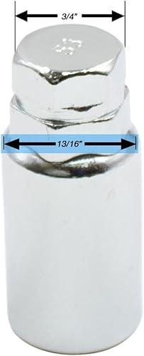 Miniatura 3 de Wheel Accessories Parts M14 1.5 roscas de extremo cerrado de 1.90 pulgadas de largo, tuercas de rueda de bloqueo cromadas doble llave hexagonal de