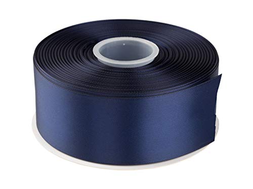 AVANAVA 2 Inch Wide Double Face Satin Ribbon - 50 Yards (370-Navy)