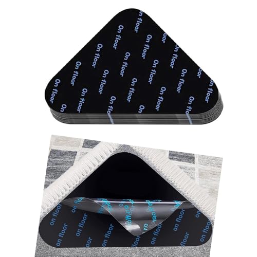 FRAINBOWZ 8PCS Rug Gripper Anti Slip Pads, Triangle Reusable Rug Grippers, Carpet Stickers for Hard & Laminate Floors, Strong Non Slip Mat Clips for Area Rugs, Living Room & Bedroom