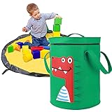 Toy Storage Organizer and Play Mat, ValueTalks 2-in-1 Toy Storage Basket with Zipper Lid Indoor/Outdoor Toy Quick Storage Bins Large Portable Storage Bag for Kids Room-16'13.5'