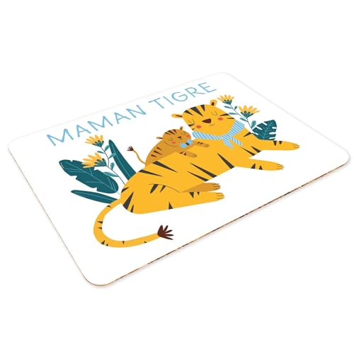 Sets de table en liège blanc maman tigre grand format et finitions soignées