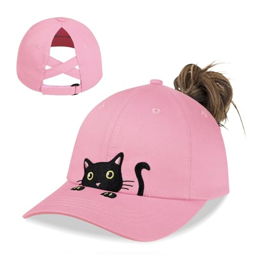 Gorra béisbol con bordado de gato para mujer miniatura 1