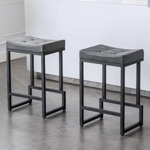 Image of FIRAVOE Bar Stools Set of 2, 24 inch Backless Counter Height Chairs for Kitchen