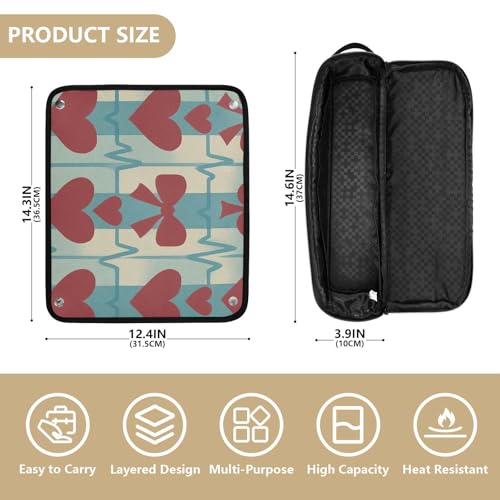 Bolsa de viaje para herramientas de cabello con almohadilla resistente al calor impermeable para rizador, plancha, alisador y rizadores, diseño portátil Retro_Heart_Health miniatura 4