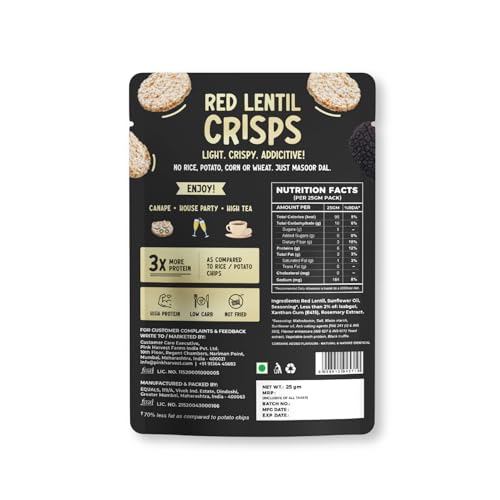 Image of Pink Harvest Farms Red Lentil Crisps - Truffle | Gluten-Free, High-Protein, Healthy Baked Chips | Light, Crispy & Addictive Snack | No Rice, Potato, Corn, or Wheat (25g, Pack of 1)
