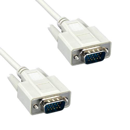 Kentek 3 Feet FT Standard VGA HD15 Male to Male M/M Video Cable Cord 28 AWG Molded for PC MAC TV Monitor Legacy Equipment 14C 14 Pin Gray