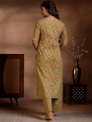 Image of Libas Printed Cotton Straight Kurta With Palazzo