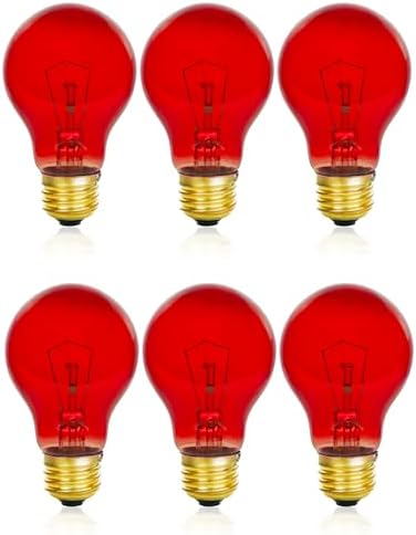 Mandala Crafts E26 Base 120V A19 Clear Red Colored Specialty Bulbs, 25W image 5