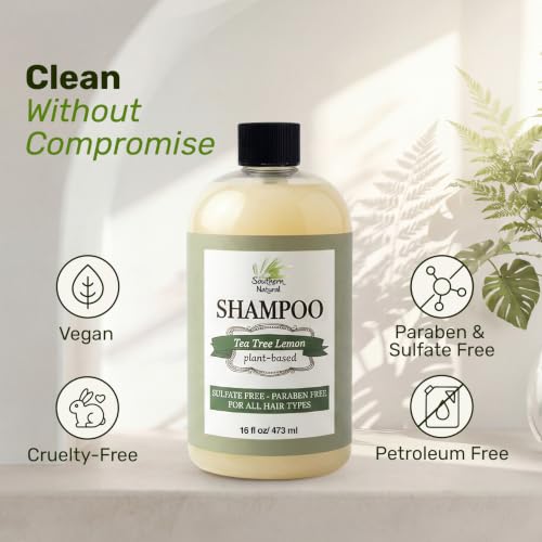 Image of Southern Natural Tea Tree Lemon Sulfate Free Shampoo 16 oz Daily Use | Dry Scalp, Oily Hair, Clarifying, Paraben Free, Gentle, Men, Women, Vegan, Clean Formula, Silicone Free, Hydrating