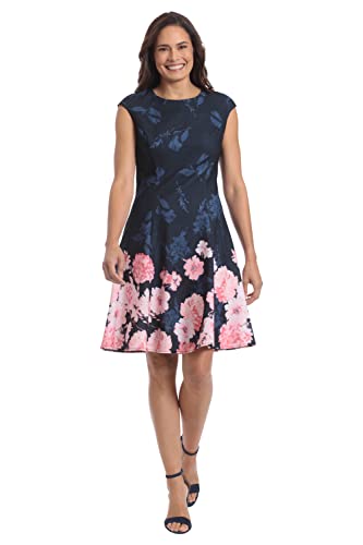Image of London Times Womens Dresses Cap Sleeve Fit and Flare - Elegant Summer Cocktail Graduation Garden Party Wedding Guest Dress