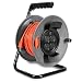 50 Ft Extension Cord Reel with 4 Electrical Power Outlets - 14/3 SJTW Heavy Duty Orange Cable