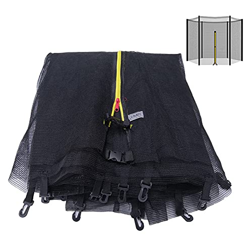 PRELGOSP Trampoline Net Replacement, 5ft 6ft 8ft 10ft 12ft 13ft 14ft 16ft Round Trampoline Safety Net, Outdoor Protective Replacement Enclosure Net with Zipped Entrance (Net Only),16FT 12 Poles