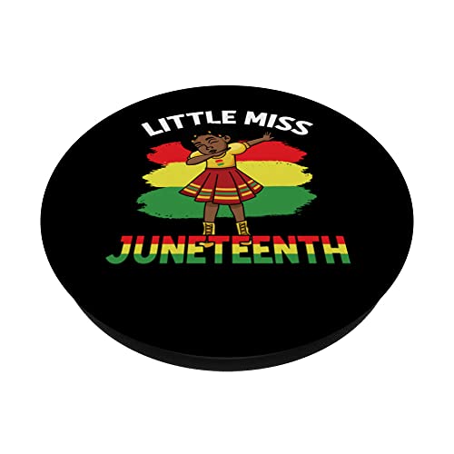 Kids Little Miss Juneteenth PopSockets Swappable PopGrip, Black - Image 2