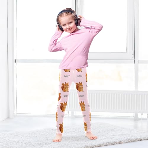 ALAZA Girls' Leggings Children's Yoga Pants Skinny Printed Dance Cute Squirrel Happy Comfortable 4T3