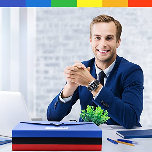 6 Pcs 7 Pocket File Organizer File Folders With 6 Pcs Colored A-Z Tabs A4 Letter Size Expanding File Folder Paper Receipt Document Organizer Plastic File Holder For Office School (Black, Pink, Blue) #TOP2