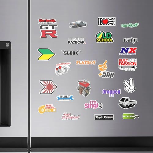 Image of WallDesign JDM Culture Car Magnet Set - Authentic JDM Car Designs, Cute Magnets, Perfect for Car Enthusiasts (Set of 27)