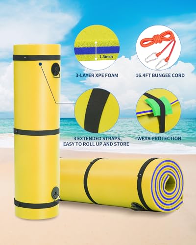 Lily Pad Floating Mat for Lake & Pool, 8'/9'/12' Extra Large Floating Mat, 3-Layer Tear-Resistant XPE Foam Floating Water Mat for Lake, Pool, River, Ocean, Boat, Suitable for Adults and Kids