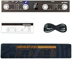 M-VAVE VEDO Chocolate Plus Controlador MIDI Sem Fio Teclado Profissional com 4 Botões Foot Switch, Interface Host Controle Direto de Efeitos, Bateria de Longa Duração 12 Horas Windows Mac iOS Android