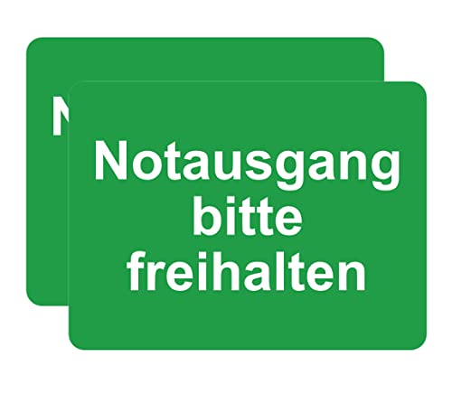 Haobase 2 Stück Notausgang Bitte Freihalten Schild Aufkleber - Selbstklebendes Vinyl (20cm x 15cm)
