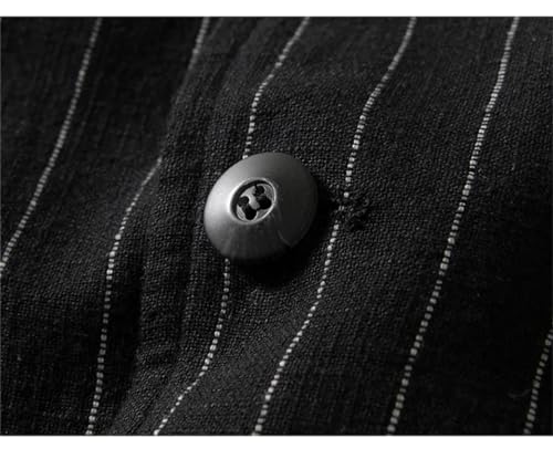 Mens Daily Casual Slim Fit Blazer Cotton Linen Loose Striped Suit Jackets Buttons Lapel Suit4