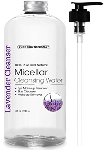 Pure Body Naturals Micellar Cleansing Water, All-in-1 Cleanser & Makeup Remover, 8 Fl. Oz.