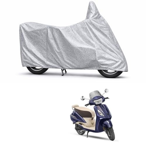 Image of 100% Waterproof Two Wheeler Body Cover Multi Layered Fabric Designed for TVS Jupiter Classic | Belt Buckle Lock | Silver Mag