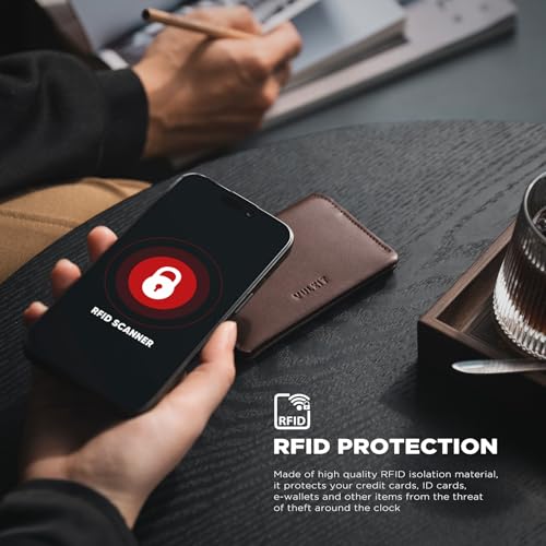 Image of VULKIT Slim Minimalist Card Holder RFID Blocking Leather Credit Card Holder Front Pocket Wallet Magnetic Closure