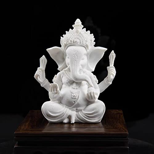PIGPIGFLY Ganesh Buddha Statue,Indian Deity Statue,Decoration Living Room,Abstract Sculpture,Home Store Decoration,Modern Living Room Ornaments 3.7"(White) - Image 2