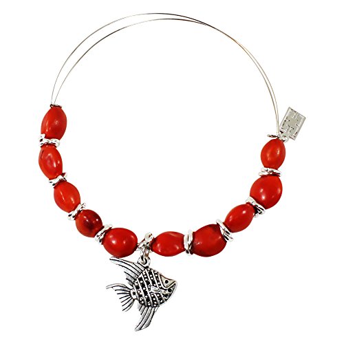 Image of EVELYN BROOKS Adjustable Bangle Bracelet (Multiple Charm Styles) for Women-w /Meaningful Good Luck Seed Beads - Handmade Jewelry | Great Gifts for Teen Girl Gifts & Great Addition to Girls Jewelry