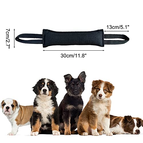 DONGKER Dog Tug Toy,Pet Training Bite Pillow with Handle for Small Medium Dog, Black (handle with reflective strip) - Image 4