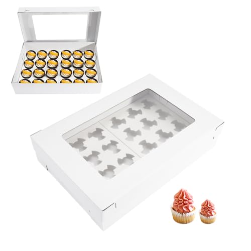 Huoshange 6 Pack Cupcake Boxes with Window for 24 Standard