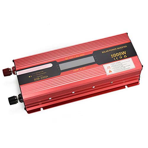 FDQNDXF Inversor de Onda Sinusoidal Modificada 4000w-6000W DC 12v / 24v a AC 220v Convertidor de Corriente con Tomas de Corriente Alterna y Pantalla Led Dual, Convertidor de Alta Potencia Duradero