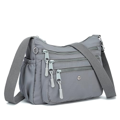 Image of AOCINA Nylon Crossbody Bags for Women Multi Pocket Cross Body Purses | Lightweight Cross Body Bag for Woman with Compartments Lots of Pockets Ladies Messenger Shoulder Handbag for Everyday Travel