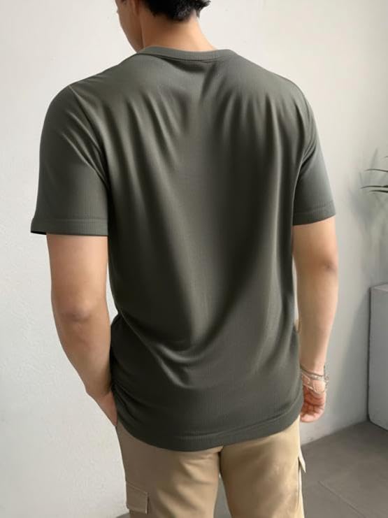 Image of Mack Jonney Ribbed |Regular Fit | Half Sleeves 100% Cotton Polo Neck Self Design with Zip T-Shirt for Men-M826