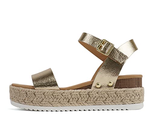 Image of Soda CLIP ~ Women Open Toe Ankle Strap Platform Espadrille Sandal