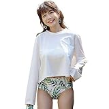 [Teddy] UPF50+ ラッシュガード レディース 長袖 フードなし 水陸両用 バックシャン 紫外線対策 薄手 rashguard012 (ホワイト, 3L)