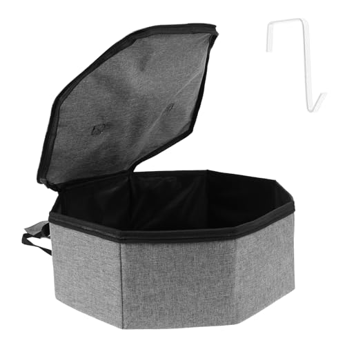 DJAPWPX Caixa de armazenamento de chapéu dobrável, estojo organizador de boné de cowboy à prova de poeira, recipiente de chapéu balde de viagem com gancho para homens e mulheres viagens (cinza)