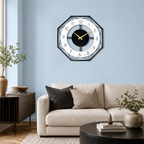 Image of Auromin Premium Metal Wall Clock for Living Room Stylish | Big Size Modern Decorative Wall Watch for Home, Hall, Bedroom & Office, Luxury Premium Wall Clock for Interior Decor