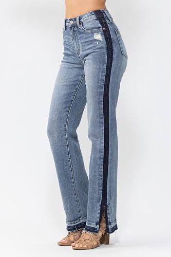 Judy Blue High Waist Side Seam Detail Straight Leg Jeans for Women 88641-4